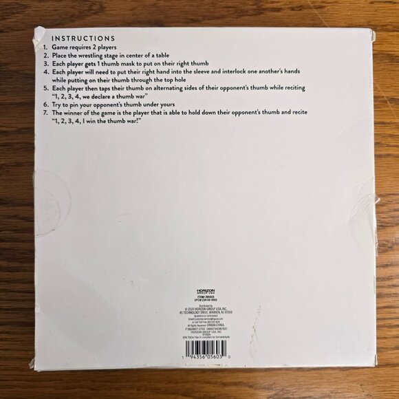 Table Top Thumb Wrestling Game, New NIB, Glove, Stage, 2 Thumb Masks SEALED Game - Picture 5 of 6